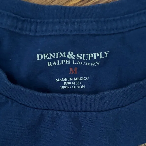 Vintage Denim & Supply Ralph Lauren Blue yellow chief tee M - Picture 2 of 4